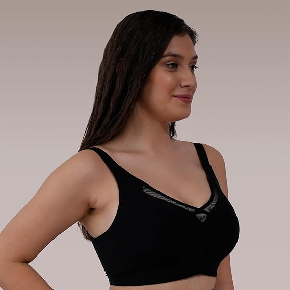 SOIE Women’s Full Coverage Seamless Bra – Padded, Non-Wired with Mesh Detail